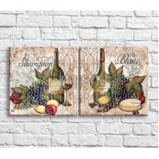 Картина ArtPoster Wine and fruits on the background of patterns (3478721)