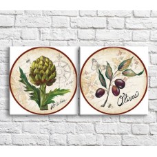 Картина ArtPoster Olives and artichokes against a background of butterflies and patterns (3478754)