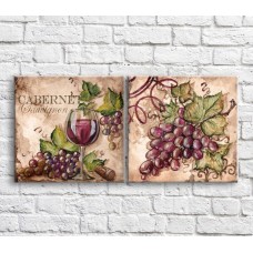 Картина ArtPoster Glass of Red cabernet on a background of grapes (3478711)