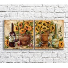 Картина ArtPoster Sunflowers in a vase and wine (3478758)