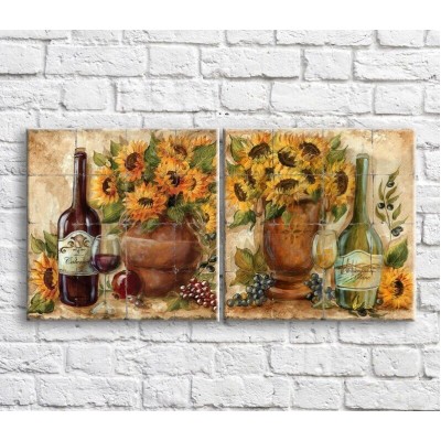 Картина ArtPoster Sunflowers in a vase and wine (3478758)