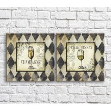 Картина ArtPoster Glass of champagne on a Beige background with patterns (3478712)