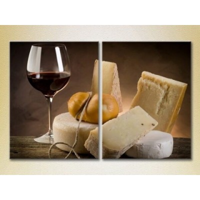 Pictură ArtPoster Cheese and wine/still life (2602750)