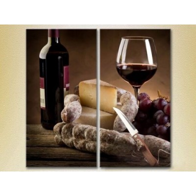 Pictură ArtPoster Wine/cheese and grapes (2602671)