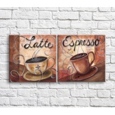 Картина ArtPoster Latte and cappuccino on an abstraction background (3478747)