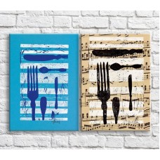 Картина ArtPoster Cutlery on the background of musical notes (3478796)