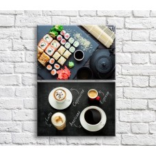 Картина ArtPoster Sushi and coffee on Black background (3478797)