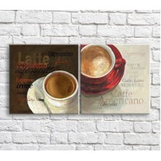 Картина ArtPoster Coffee and cappuccino on White and Brown background (3478736)