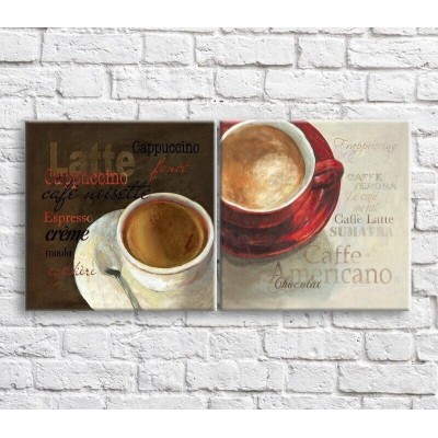 Картина ArtPoster Coffee and cappuccino on White and Brown background (3478736)