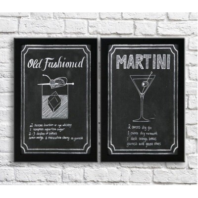 Картина ArtPoster Martini cocktail and old fashioned on Black background (3478788)