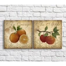 Картина ArtPoster Oranges and apples on a Brown background with patterns (3478710)