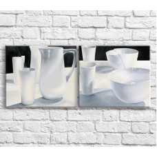 Картина ArtPoster White glasses and jug on Black background (3478706)