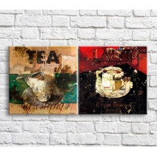 Картина ArtPoster Cup of tea and coffee on the background of the text (3478768)