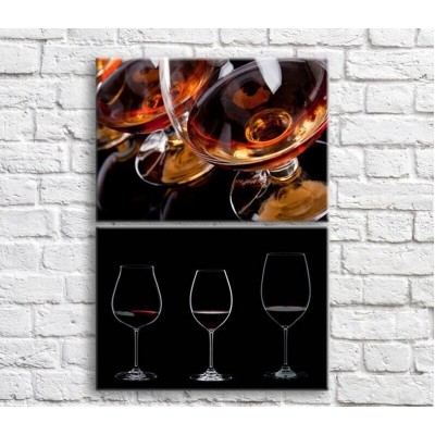 Картина ArtPoster Glasses with Red wine and cognac on a Black background (3478776)