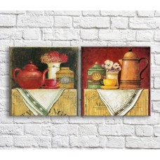 Картина ArtPoster Red and Yellow kettle on a background of flowers (3478742)