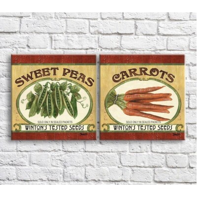 Картина ArtPoster Green peas and carrots on White background with text (3478729)