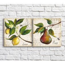 Картина ArtPoster Lemon and pear oil on text background (3478777)