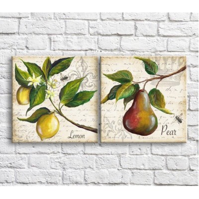 Картина ArtPoster Lemon and pear oil on text background (3478777)