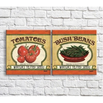 Картина ArtPoster Tomatoes and green beans on White background with text (3478760)