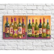 Картина ArtPoster Multicolored bottles with wine and corks on Orange background (3478761)