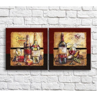 Картина ArtPoster Wine/cheese and fruits in retro style (3478723)