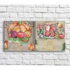 Pictură ArtPoster Vegetables on the background of the text (3478753)