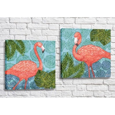 Картина ArtPoster Couple of flamingos on a background of tropical leaves (3451157)