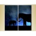 Pictură ArtPoster Diptych Elephants against the background of the starry sky (2602983)