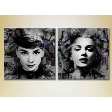 Картина ArtPoster Audrey Hepburn and Marilyn Monroe modern styling with butterflies (3460046)