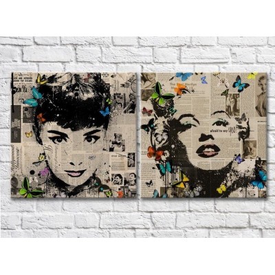 Картина ArtPoster Audrey Hepburn and Marilyn Monroe newspaper stylization (3460040)