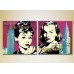 Картина ArtPoster Audrey Hepburn and Marilyn Monroe stylization on a raspberry background (3460041)