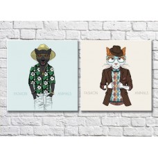 Картина ArtPoster Panther in a hawaiian shirt and a cat in a jacket (3447728)