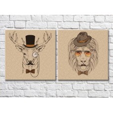 Картина ArtPoster Deer with eyeglasses and lion in hat (3447729)