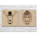 Pictură ArtPoster Deer with eyeglasses and lion in hat (3447729)