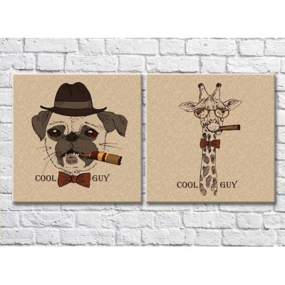 Pictură ArtPoster Dog and giraffe with cigar (3447730)