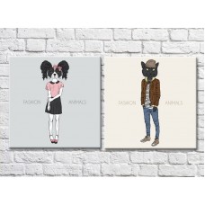 Картина ArtPoster Dog in heels and a cat in sneakers (3447731)