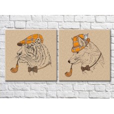 Картина ArtPoster Fox and tiger with pipes smoking (3447717)