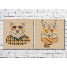 Картина ArtPoster Bear in a sweater and a fox in a scarf (3447718)