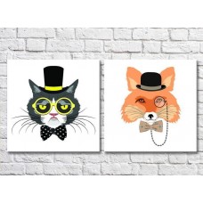 Картина ArtPoster Cat in a bow tie and a fox in a top hat (3447723)