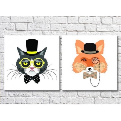 Картина ArtPoster Cat in a bow tie and a fox in a top hat (3447723)