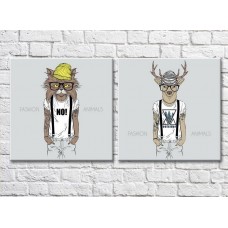 Картина ArtPoster Cat and deer in suspenders (3447716)