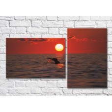 Картина ArtPoster Whale tail over water at sunset (3453845)