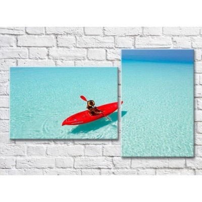 Картина ArtPoster Girl on a Red kayak in the sea (3453836)