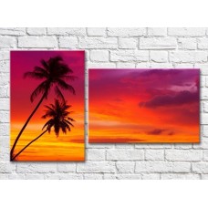 Картина ArtPoster Palm trees on the background of Pink sunset (3453838)