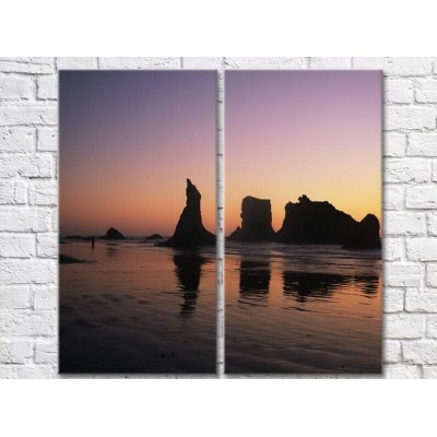 Pictură ArtPoster Silhouettes of rocks at sunset (3453833)