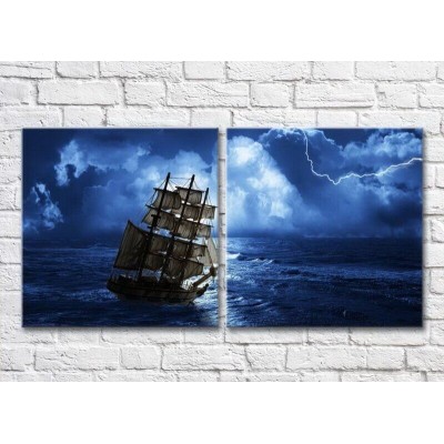 Pictură ArtPoster Ship on the stormy sea (3453829)