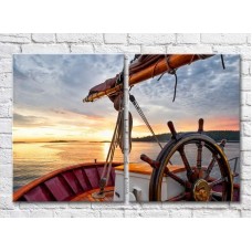 Pictură ArtPoster Yacht steering wheel at sea (3453831)