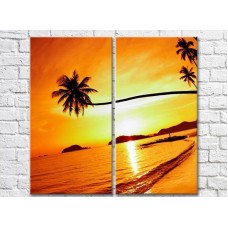 Картина ArtPoster Palm trees on the background of Yellow sunset (3453825)