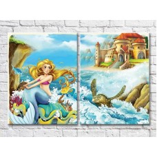 Картина ArtPoster Mermaid on stones and castle (3453807)