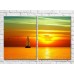 Pictură ArtPoster Sailing boat on the background of Yellow sunset (3453781)